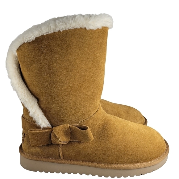 Koolaburra By UGG Arlena Women Suede Bow Boots Chestnut  Size 9 - Picture 1 of 11